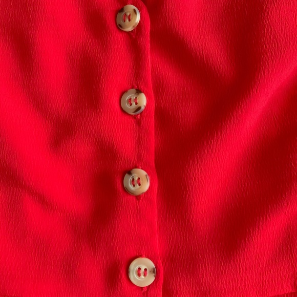 SOLD Red Button Up Retro Blouse - Picture 4 of 6